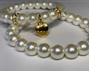 1-2 Gold Heart Pearl Bracelet(s)