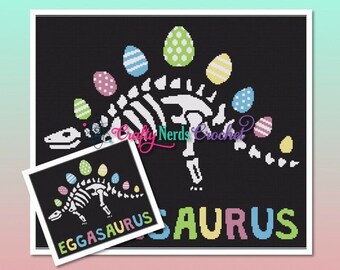 Eggasaurus Muster Graph Mit Einzelhäkeln Geschrieben, Dinosaurier Graphgan, Osterdecke, Dinosaurier Häkelanleitung, Dinosaurier Muster, Ostern