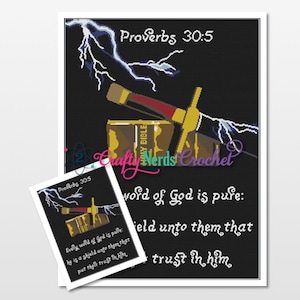 Bible Quote Proverbs 30-5 Pattern Graph With Single Crochet Written, Bible Graphgan, Bible Blanket, Bible Crochet Pattern graph, Bible Throw