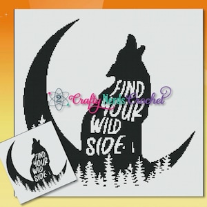 Find Your Wild Side Wolf Pattern Graph With SC Single Crochet Written, Wolf Graphgan, Wolf Blanket Pattern, Wolf Crochet Pattern graph