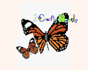 Graphique de motif de papillon monarque avec C2C écrit, motif de Graphgan papillon, motif de couverture de papillon, motif de crochet de papillon