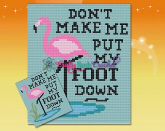 Don't Make me Put my Foot Down Pattern Graph With C2C Written, Flamingo Graphgan, Flamingo Blanket, Flamingo Crochet Pattern, Bird Pattern