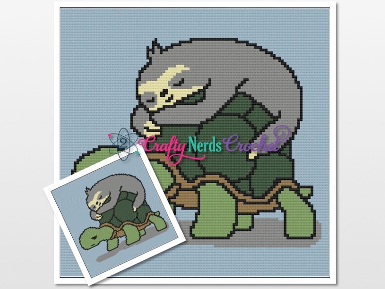 Sloth Riding A Turtle Background Sloth Riding Turtle Pattern Graph With Mini C2C Written, Sloth Graphgan ...