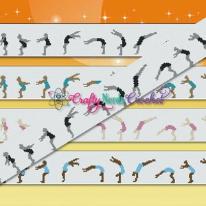 Gymnast Back Handspring customizable Scarf Pattern Graph With Single Crochet Written, Gymnast Graph Scarf Pattern, Gymnast Crochet Pattern