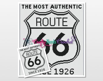 Route 66 Pattern Graph With Single Crochet Written, Route 66 Graphgan, Road Trip Blanket, Route 66 Crochet Pattern, Route 66 Trip Pattern