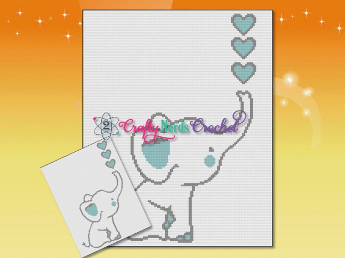 Elephant Graphgans Elephant Blowing Bubble Hearts Graph With Single Crochet Written ...
