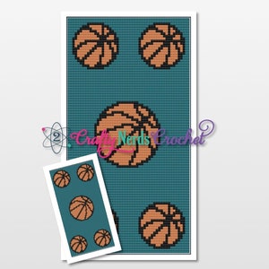 Basketball Pattern Graph With C2C Written, Basketball Graphgan, Basketball Crochet Pattern, Basketball Blanket, Basketball Pattern, Throw