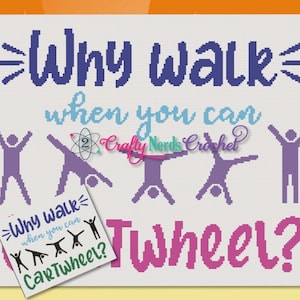 Why Walk When You Can Cartwheel Pattern Graph with SC and TSS Written,  Gymnastics Blanket DIY, Gymnastics Crochet Pattern, Gymnast Pattern