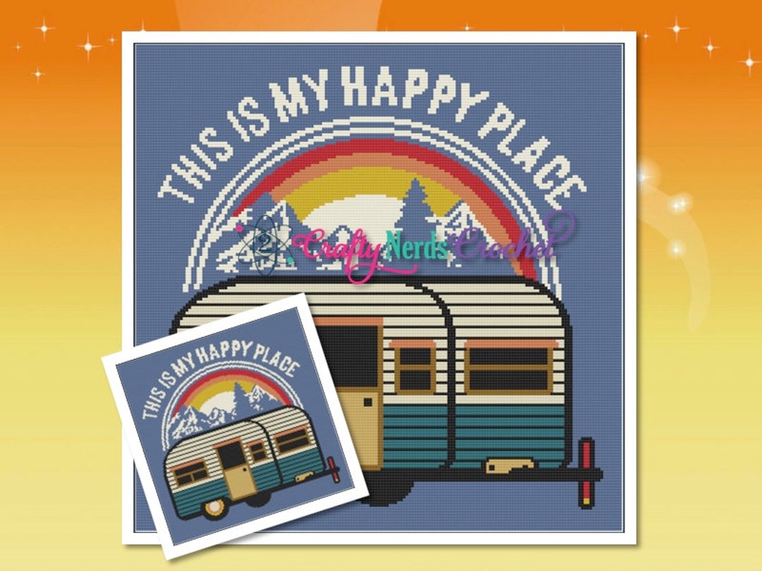 Happy Place Vintage Camper Pattern Graph With Single Crochet Written ...