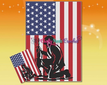 Kneeling Soldier Blanket Pattern Graph with SC and TSS Written, Military Graphgan Pattern, , Military Crochet Pattern, Military Pattern