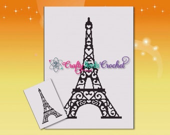 Eiffel Tower Paris Love Throw Pattern Graph With Single Crochet SC Written, Eiffel Graphgan Pattern, Paris Crochet Pattern, France Pattern