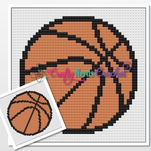 Basketball Pattern Graph With Single Crochet and C2C Written, Basketball Graphgan, Basketball Crochet Pattern, Basketball DIY Blanket Pillow
