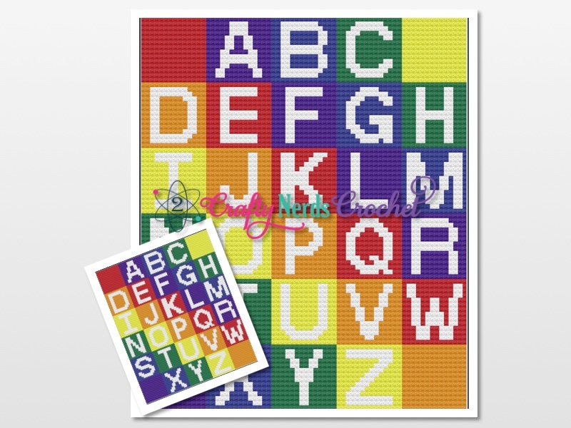 Alphabet Blocks Pattern Graph With Minic2c Crochet Written, Alphabet ...