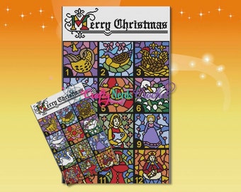 12 Days of Christmas Bundle, Single Crochet written Pattern Graphghan CAL Crochet A Long Individual Block, Blanket, Graph, Crochet Pattern