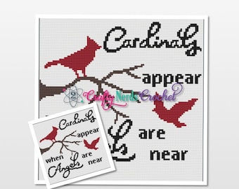 Cardinal Appear When Angels Are Near Pattern Graph With SC and Mini C2C Written, Bird Graphgan, Cardinal Blanket, Cardinal Crochet Pattern