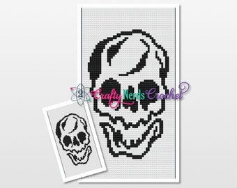 Skull Pattern Graph With C2C Written, Skull Graphgan, Skull Blanket, Skull Crochet Pattern, Skull Pattern, Skull Graph, corner to corner