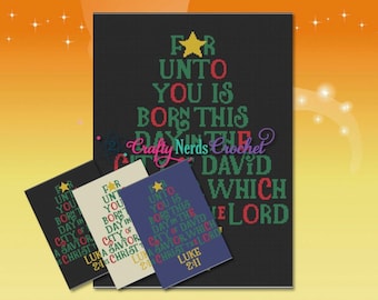 Luke Quote Christmas Tree Throw Pattern Graph With Single Crochet SC Written, Christmas Graphgan Christmas Blanket Christmas Present Crochet