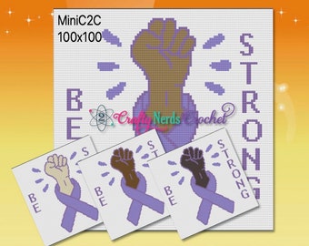 Be Strong Cancer Awareness Ribbon Pattern Graph With MiniC2C Written, Cancer Ribbon Graphgan Pattern, Cancer Awareness Blanket Pattern