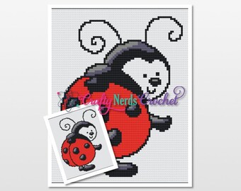Ladybug Pattern Graph With Single Crochet and C2C Written, Ladybug Graphgan, Ladybug Blanket, Ladybug Crochet Pattern, Ladybug Pattern Graph