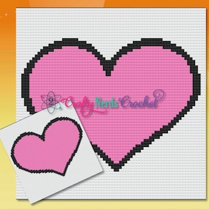 Heart Pattern Graph With Single Crochet Written, Heart Graphgan, Heart Blanket, Heart Crochet Pattern, Heart Pattern, Heart Throw Pillow