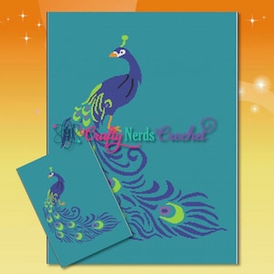 Peacock Pattern Graph With Single Crochet Written, Peacock Graphgan, Peacock Blanket, Peacock Crochet Pattern graph