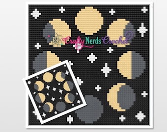 Moon Phases Pattern Graph with SC and MiniC2C Written, Moon Graphgan, Moon Blanket, Moon Crochet Pattern, Moon Graph, Phases of Moon Pattern