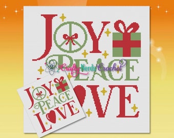 Joy Peace Love Christmas Graph With Single Crochet Written, Weihnachten Graphgan, Weihnachtsdecke, Weihnachtsgeschenk Häkelanleitung Graph