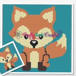 Baby Fox Pattern Graph With Single Crochet and Mini C2C Written , Fox Graphgan, Fox Blanket, Fox Crochet Pattern, Fox Pattern Graph, Throw