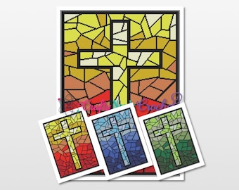 Stained Glass Cross Pattern Graph With Single Crochet Written, Cross Graphgan, Cross Blanket, Cross Crochet Pattern, Cross Pattern