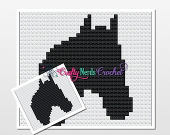 Horse Head Pillow Pattern Graph With Mini C2C Written, Horse Graphgan, Horse Blanket, Horse Crochet Pattern, Horse Pattern