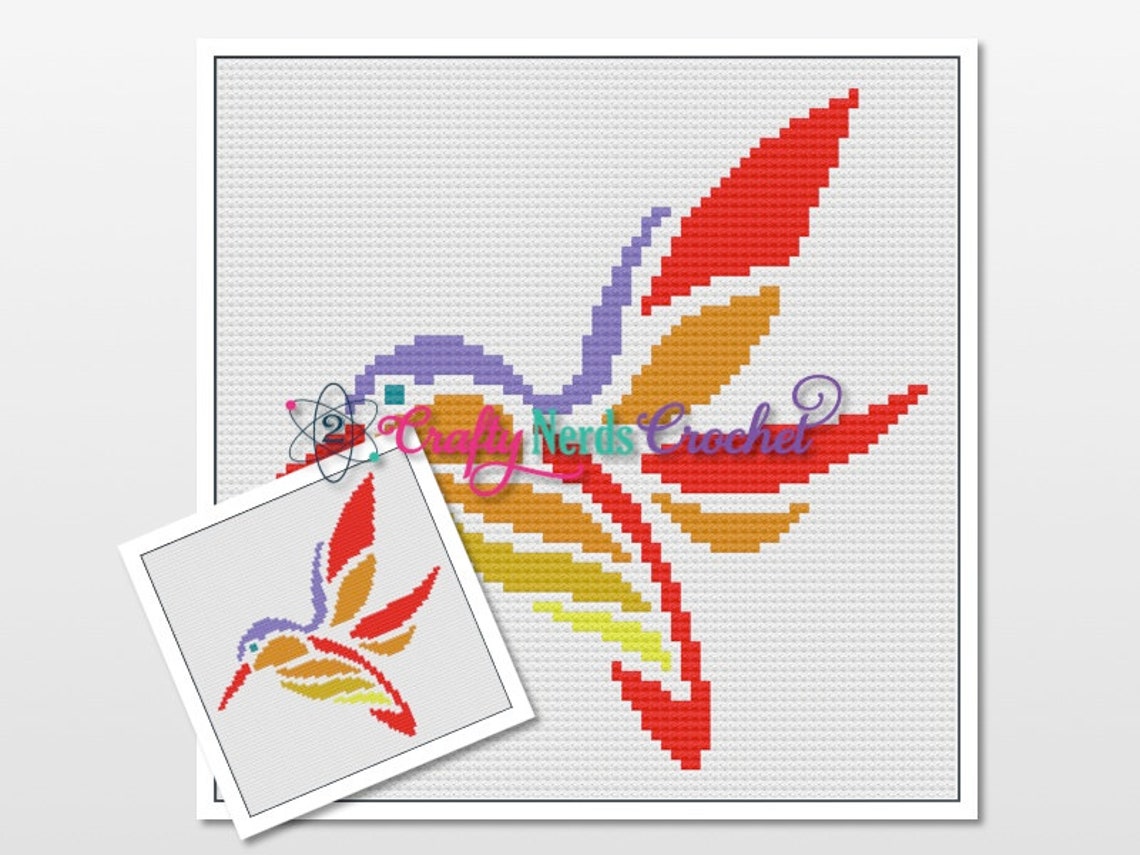Colorful Hummingbird Pattern Graph With Mini C2C Written, Hummingbird ...