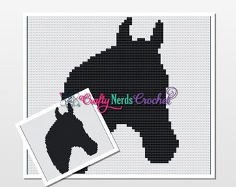 Horse Head Pillow Pattern Graph With Single Crochet Written, Horse Graphgan, Horse Blanket, Horse Crochet Pattern, Horse Pattern