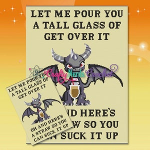 Get over it Dragon Crochet Pattern Graph With Single Crochet Written, Dragon Graphgan pattern, Dragon Blanket pattern, Dragon Pattern graph