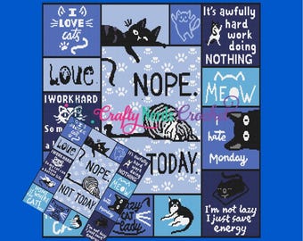 Fun Cats Bundle With HDC Half Double Crochet written Pattern Graphghan CAL Crochet A Long Individual Block, Blanket, Graph, Crochet Pattern