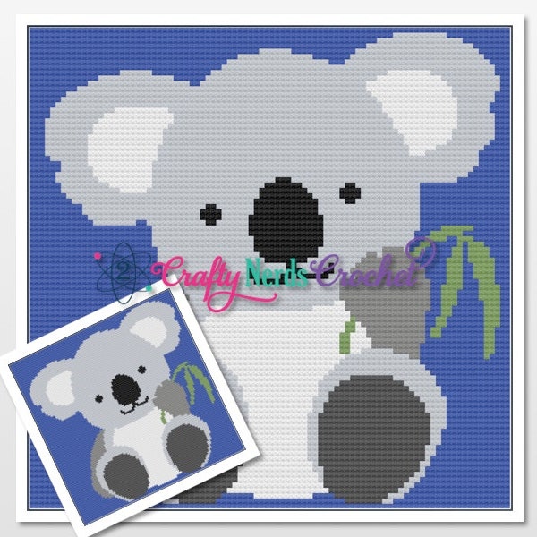 Koala Bear Pattern Graph Pattern With Mini C2C and C2C Written, Koala Graphgan, Koala Blanket, Koala Crochet Pattern, Koala Pattern, Koala