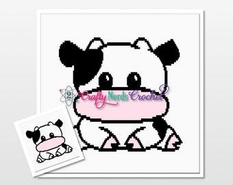 Baby Cow Pattern Graph With Double Crochet Written , Baby Cow Graphgan, Baby Cow Blanket, Cow Crochet Pattern, Cow Pattern, Cow Throw