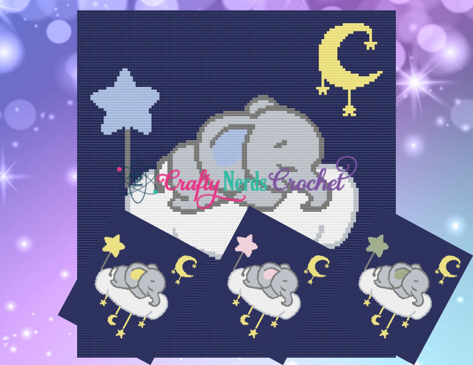 Elephant Graphgans Sleepy Elephant Pattern Graph With Single Crochet Written, Elephant ...