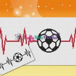Pode incluir: Uma linha vermelha de batimento cardíaco com uma bola de futebol branca e preta no centro. A linha de batimento cardíaco é uma representação gráfica de um batimento cardíaco.
