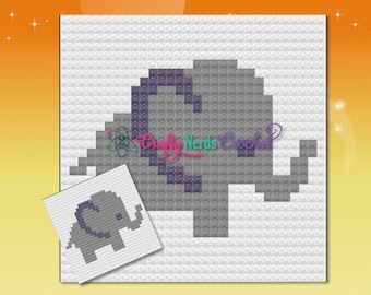 Elephant Pattern Graph With C2C Written, Elephant Graphgan Pattern, Elephant Baby Blanket DIY, Elephant Crochet Pattern, Elephant Pattern