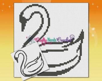 Swan Pattern Graph With C2C Written, Swan Graphgan Pattern, Swan Blanket pattern, Bird Crochet Pattern, Bird Pattern