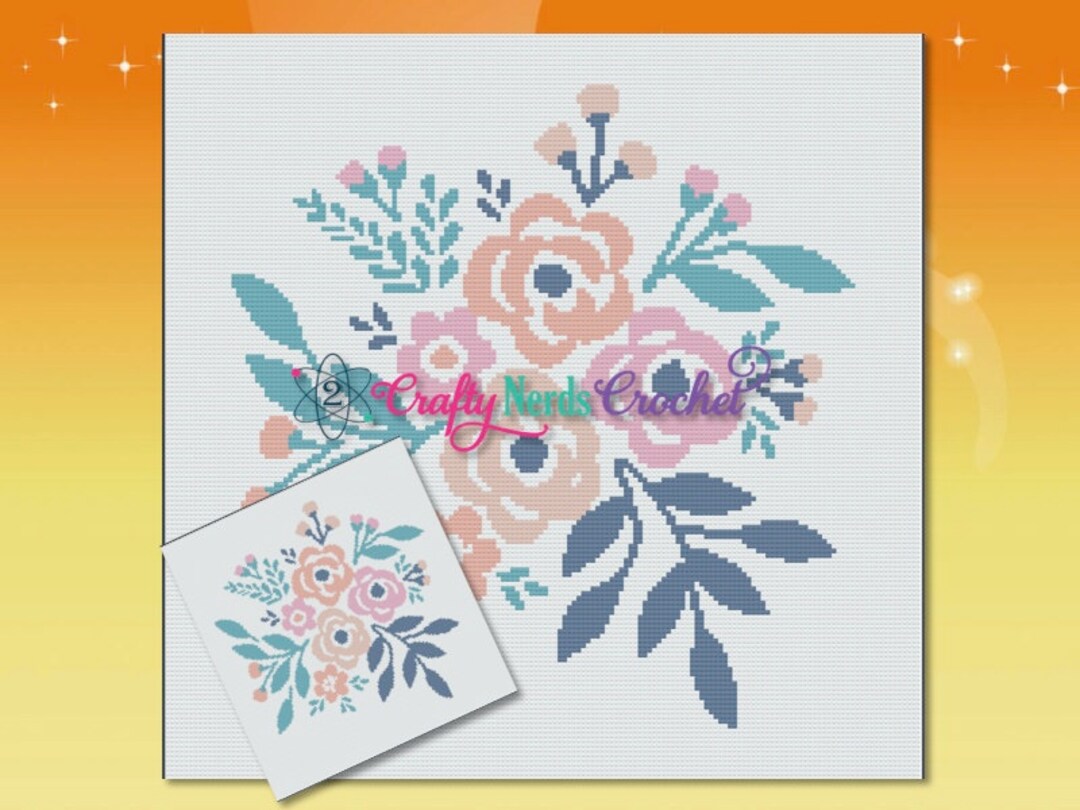 Flower Graphgan Pattern Flower Bouquet Pattern Graph With Single Crochet Written, Flower ...