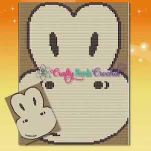 Monkey Close up Pattern Graph With MiniC2C Written, Monkey Graphgan, Monkey Blanket DIY, Monkey Crochet Pattern, Monkey Pattern