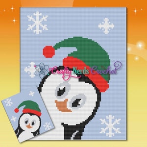 Santa Penguin Pattern Graph With Corner to Corner C2C Written, Penguin Graphgan Pattern, Penguin Blanket DIY, Penguin Crochet Pattern, 