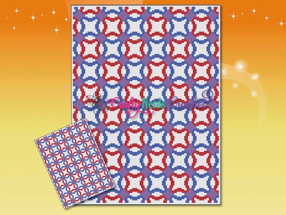 Double Wedding Ring Quilt Style Crochet Pattern Graph With Minic2c
