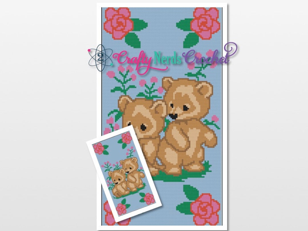 Graph Pattern Bears Bears and Roses Pattern Graph With Single Crochet Written, Baby Bear ...