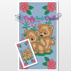 Bears and Roses Pattern Graph With Single Crochet Written, Baby Bear Graphgan, Baby Bear Blanket, Crochet Pattern, Baby Bear Pattern