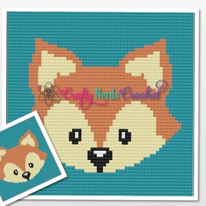 Baby Fox Face Pattern Graph With Single Crochet and Mini C2C Written , Fox Graphgan, Fox Blanket, Fox Crochet Pattern, Fox Pattern Graph