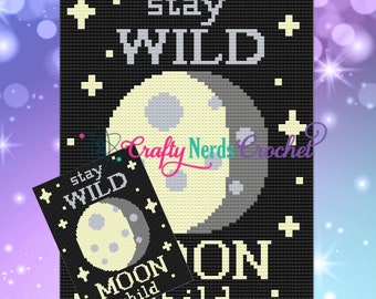 Stay Wild Moon Child Crochet Pattern Graph With MiniC2C Written, Moon Child Graphgan, Moon Child Blanket, Moon Crochet Pattern, Moon Pattern