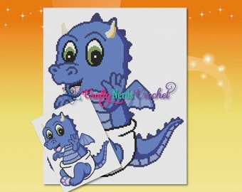Baby Dragon Crochet Pattern Graph with Tunisian TSS Written, Dragon Graphgan Pattern, Dragon Blanket Pattern, Baby Dragon Crochet Pattern