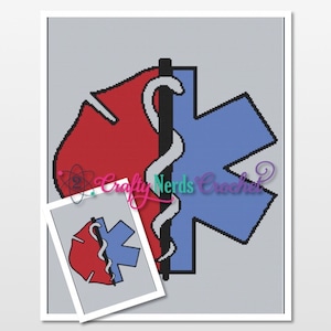 Maltese Star of Life Pattern Graph With Single Crochet Written, EMS  Graphgan, EMT Blanket, EMT Crochet Pattern, Ems Star, Emt Star, Blanket